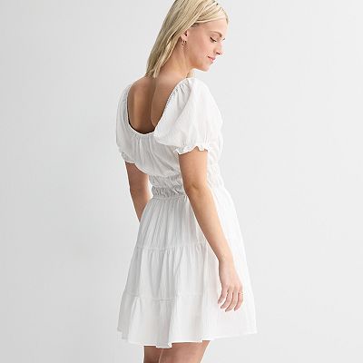 Juniors' Mary & Mo Puff Sleeve Skater Dress, Girl's, Size: XL, White