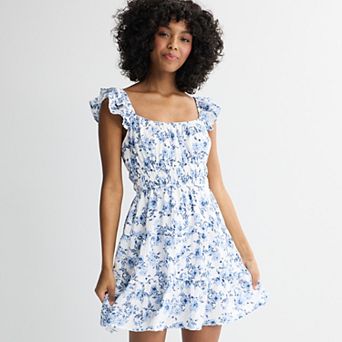 Juniors' Mary & Mo Flutter Sleeve Skater Dress