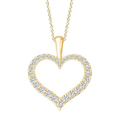 Brilliant Love 14k Gold Over Silver 1 Carat T.W. Lab Grown Diamond Heart Pendant Necklace