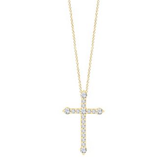 Brilliant Love Sterling Silver 1/2 Carat T.W. Lab Grown Diamond Cross Pendant Necklace