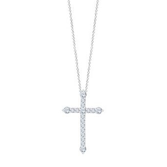 Brilliant Love Sterling Silver 1/2 Carat T.W. Lab Grown Diamond Cross Pendant Necklace