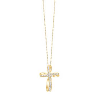 Brilliant Love 14k Gold Over Silver 1/2 Carat T.W. Lab Grown Diamond Cross Pendant Necklace