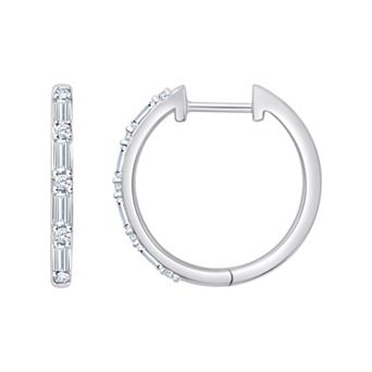 Brilliant Love Sterling Silver 1/2 Carat T.W. Lab Grown Diamond Hoop Earrings