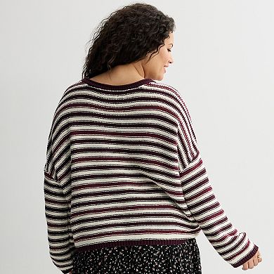 Juniors' Plus Size SO® Textured Boatneck Sweater