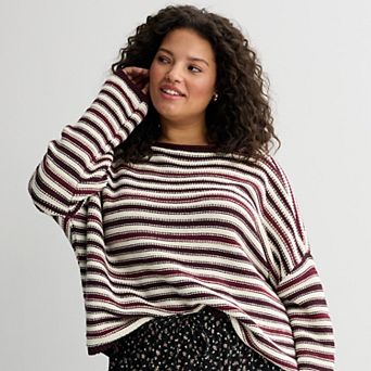 Juniors' Plus Size SO® Textured Boatneck Sweater