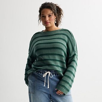 Juniors' Plus Size SO® Textured Boatneck Sweater