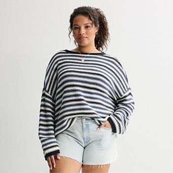 Juniors' Plus Size SO® Textured Boatneck Sweater