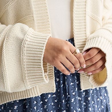 Juniors' Plus Size SO® Textured Open Front Cardigan