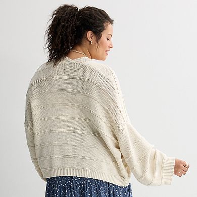 Juniors' Plus Size SO® Textured Open Front Cardigan