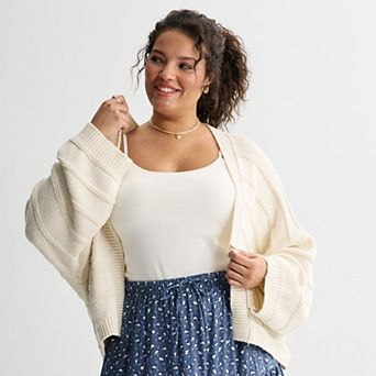 Juniors' Plus Size SO® Textured Open Front Cardigan
