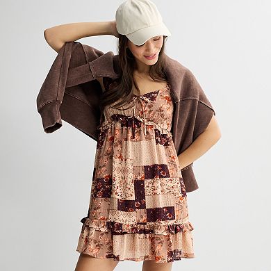 Juniors' Rewind Flutter Strap Tie Front Skater Dress