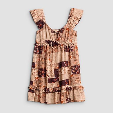 Juniors' Rewind Flutter Strap Tie Front Skater Dress
