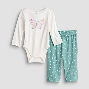 Baby Girl Jumping Beans® 2 pc Lace Trim Long Sleeve Bodysuit & Pants Set