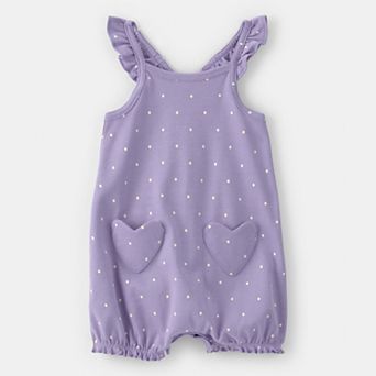 Baby Carter's Polka Dots Sleeveless Romper with Heart Pockets
