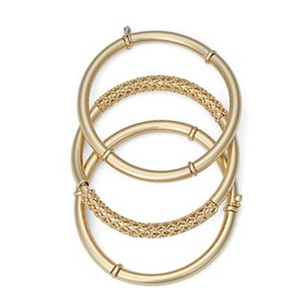 Nine West 3 pc Gold-Tone Chain Detail Stretch Bracelet Set