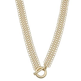 Nine West Gold-Tone Chain Toggle Collar Necklace