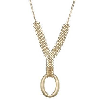 Nine West Gold-Tone Chain Pendant Y Necklace