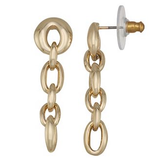 Nine West Gold-Tone Small Link Linear Post Earrings