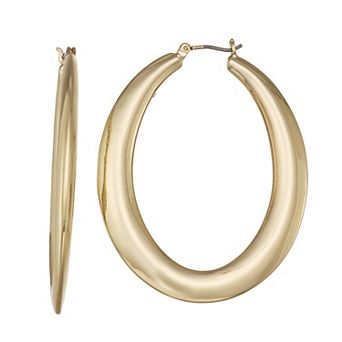 Nine West Gold-Tone Oval Hoop Earrings
