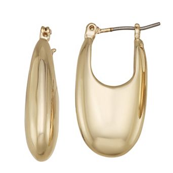 Nine West Gold-Tone Puffy Hoop Click It Earrings