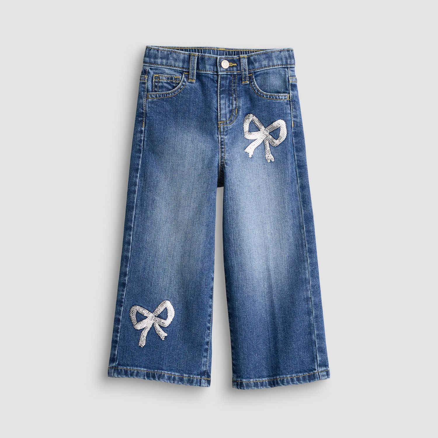Джинсы Jumping Beans® High Rise Wide Leg для девочек-малышей, цвет: Bow Sequins — фото 1