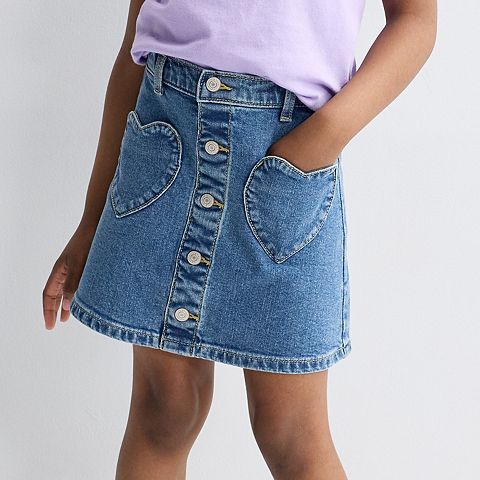 Детские юбки Girls 4-12 Jumping Beans Heart Pocket Denim Skirt
