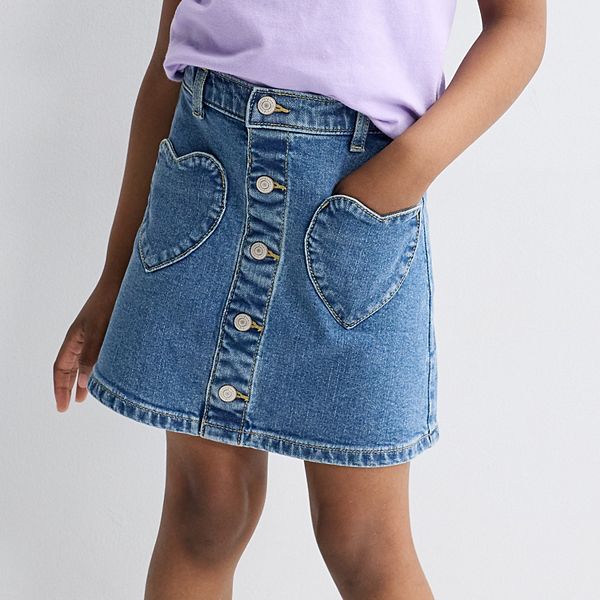Girls 4-12 Jumping Beans® Heart Pocket Denim Skirt