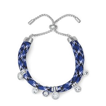 Nine West Silver-Tone Crystal Cord Slider Bracelet