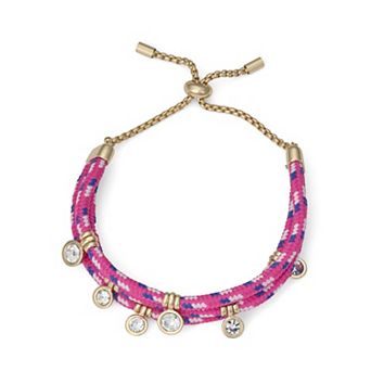 Nine West Gold-Tone Crystal Cord Slider Bracelet