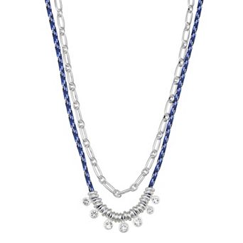 Nine West Silver-Tone Cord Multi-Row Necklace