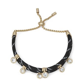 Nine West Gold-Tone Crystal Cord Slider Bracelet