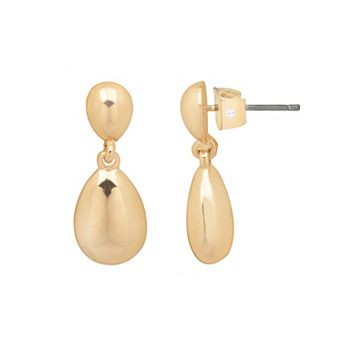 LC Lauren Conrad Gold Tone Metal Pear-Shaped Drop Earrings