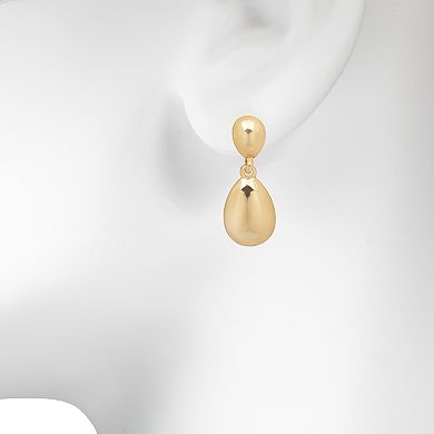 LC Lauren Conrad Gold Tone Metal Pear-Shaped Drop Earrings
