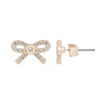LC Lauren Conrad Rose Gold Tone Pave Bow Stud Earrings