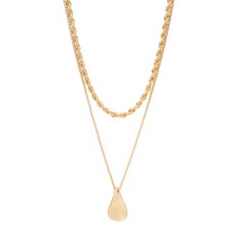LC Lauren Conrad Gold Tone Twisted Chain Prelayered Necklace