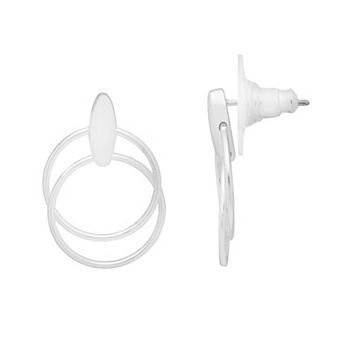 LC Lauren Conrad Silver Tone Double Ring Drop Earrings