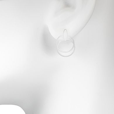 LC Lauren Conrad Silver Tone Double Ring Drop Earrings