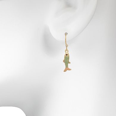 LC Lauren Conrad Gold Tone Fish Charm Drop Earrings