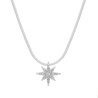 LC Lauren Conrad Silver Tone Starburst Short Pendant Necklace