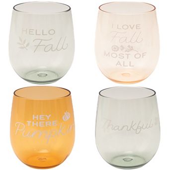 Celebrate Together™ Fall 4 pc Harvest Sayings Stemless Wine Glass Set