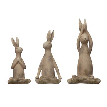Hello Honey Set of 3, 12"H Polyresin Yoga Rabbit