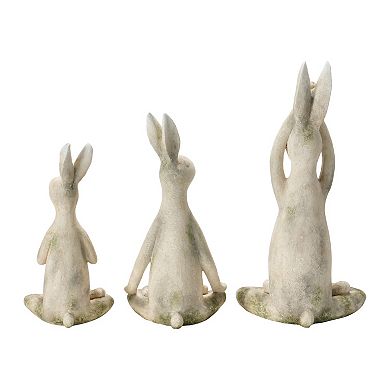 Hello Honey Set of 3, 12"H Polyresin Yoga Rabbit