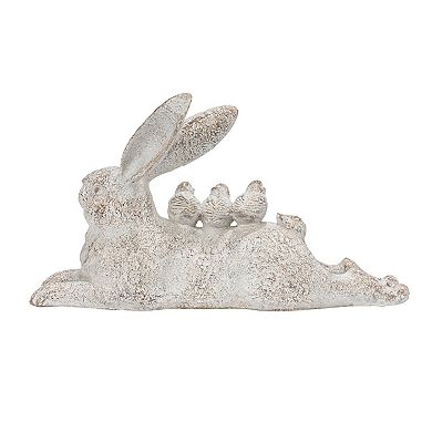 Hello Honey Decorative Resting Rabbit with Birds Figurine