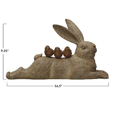 Hello Honey Decorative Resting Rabbit with Birds Figurine