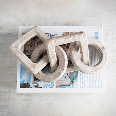 Hello Honey Mango Wood Chain Décor, Whitewashed