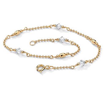 PalmBeach Jewelry Simulated Birthstone Gold-Plated Sterling Silver Ankle Bracelet