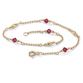 PalmBeach Jewelry Simulated Birthstone Gold-Plated Sterling Silver Ankle Bracelet