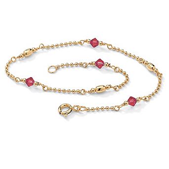 PalmBeach Jewelry Simulated Birthstone Gold-Plated Sterling Silver Ankle Bracelet