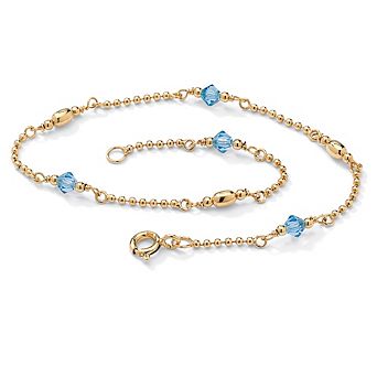 PalmBeach Jewelry Simulated Birthstone Gold-Plated Sterling Silver Ankle Bracelet
