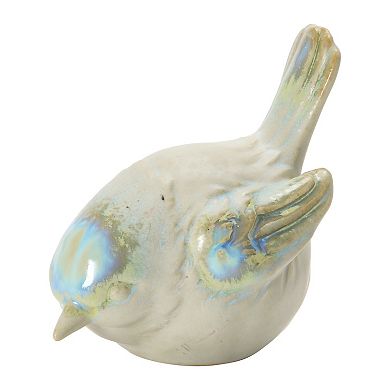 Hello Honey Stoneware Bird, Reactive Glaze, White & Blue, 3 Styles (Each One Will Vary)
